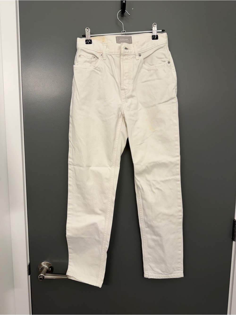 Everlane Cream High-Waist Straight Leg Jeans